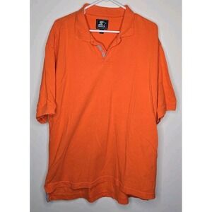 Starter Polo Shirt Mens XL Orange Short Sleeve High Low Hem Vented Vintage Y2K